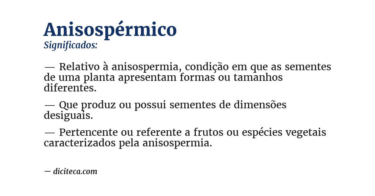 Significado de anisospérmico