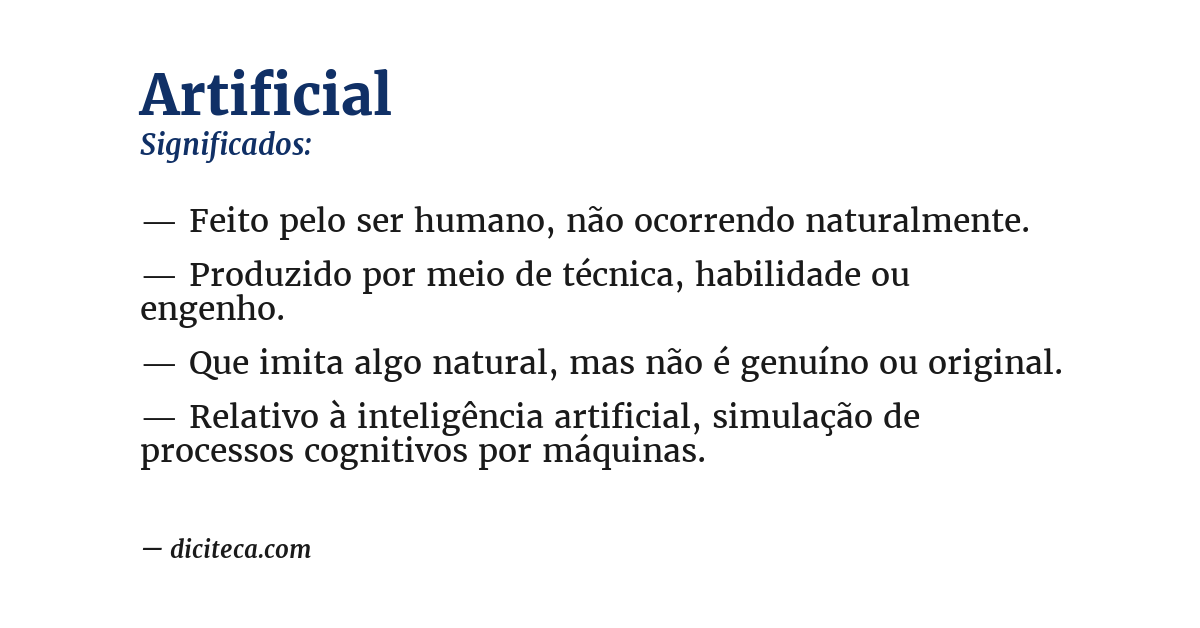 Significado de artificial