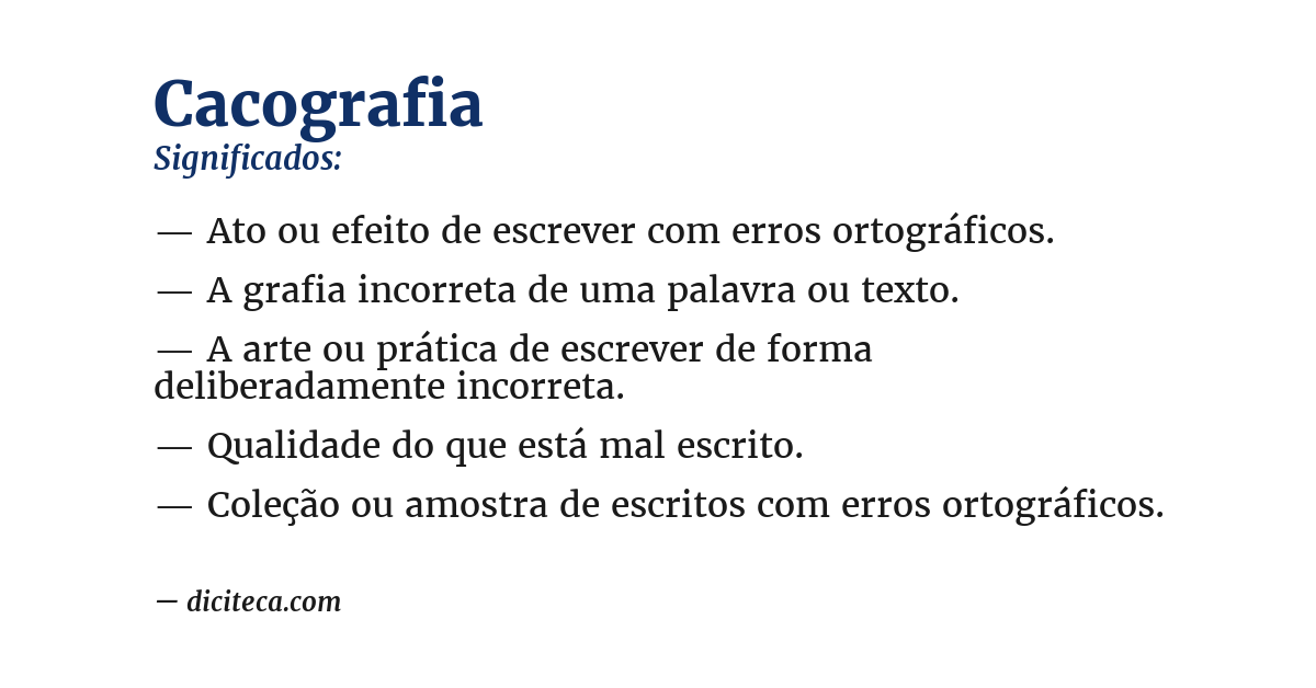 Significado de cacografia
