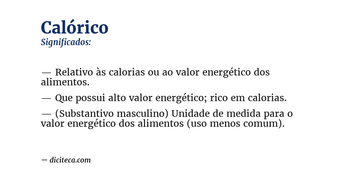 Significado de calórico