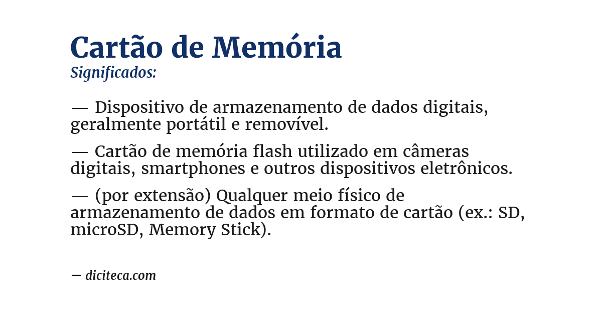 Significado de cartão de memória