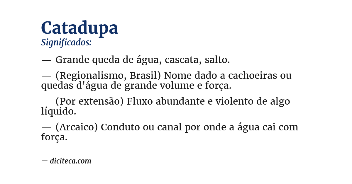 Significado de catadupa