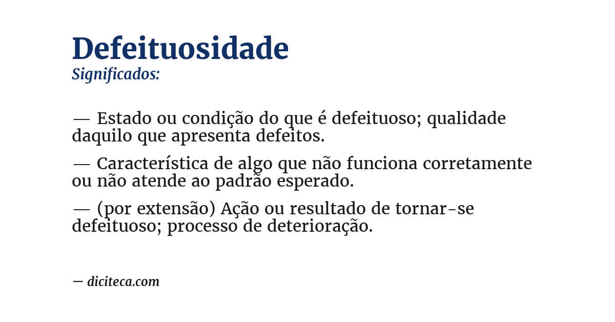 Significado de defeituosidade