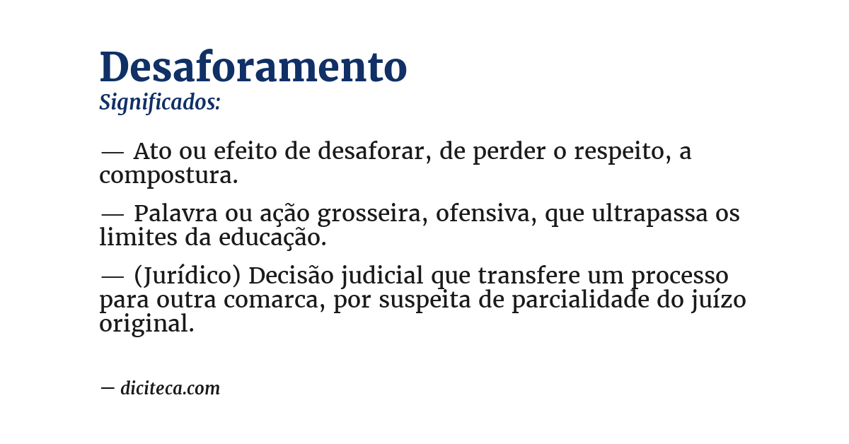 Significado de desaforamento