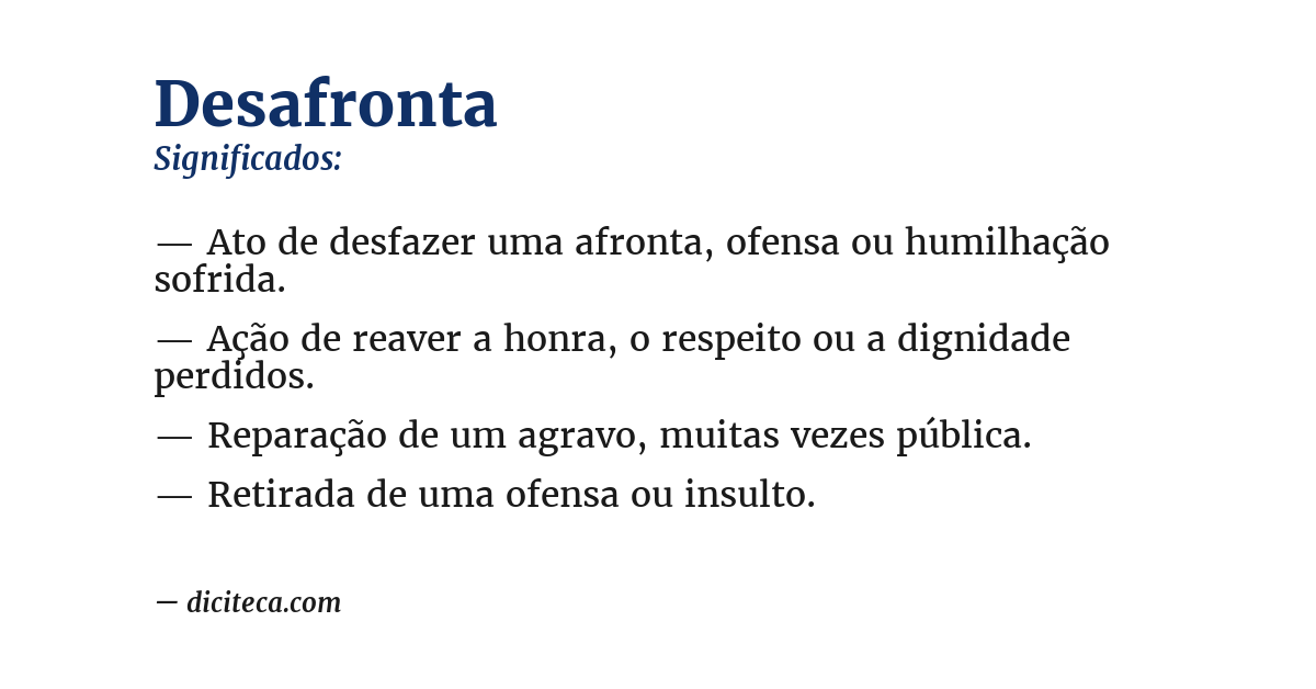 Significado de desafronta