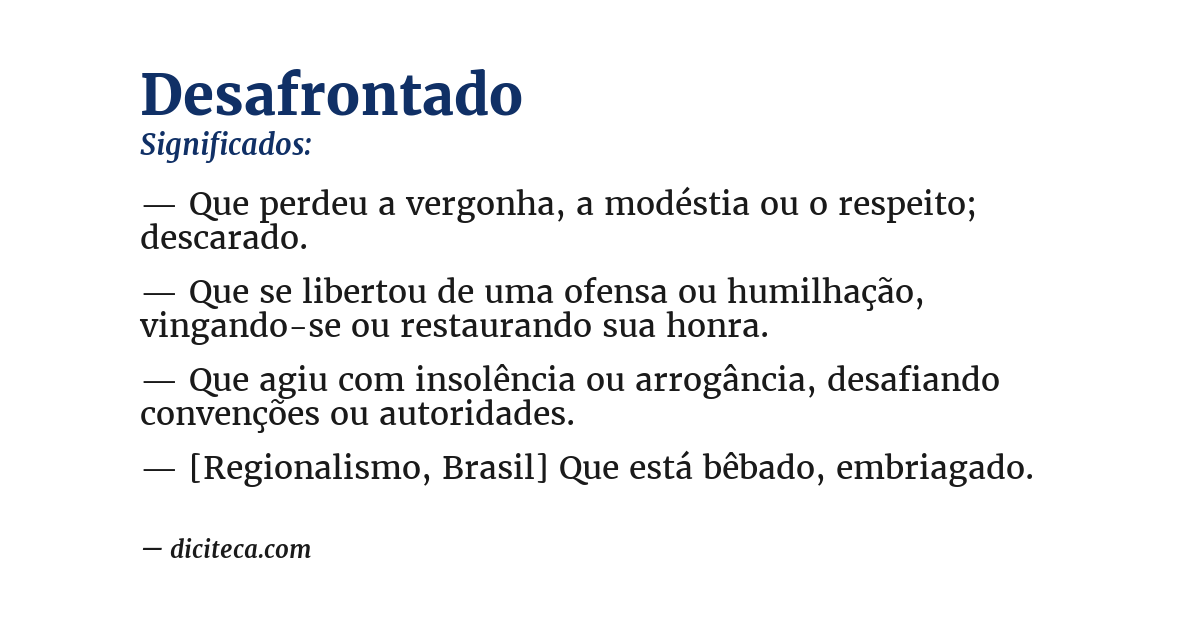 Significado de desafrontado