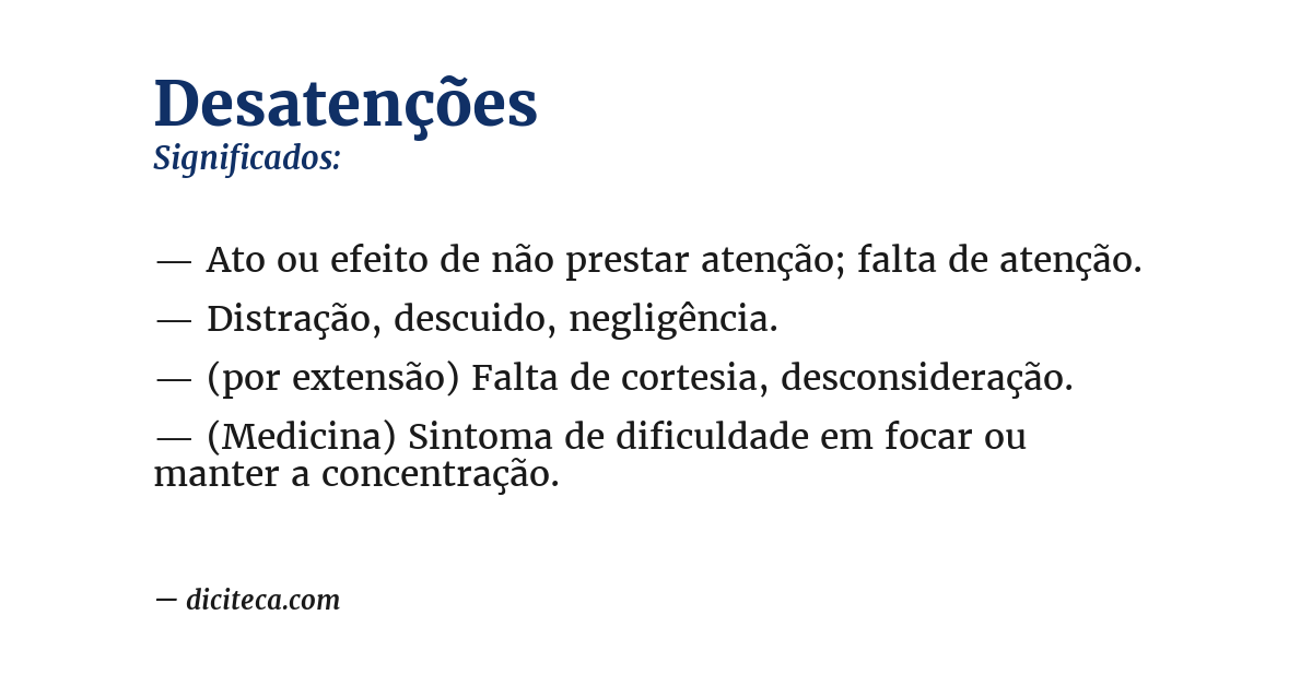 Significado de desatenções