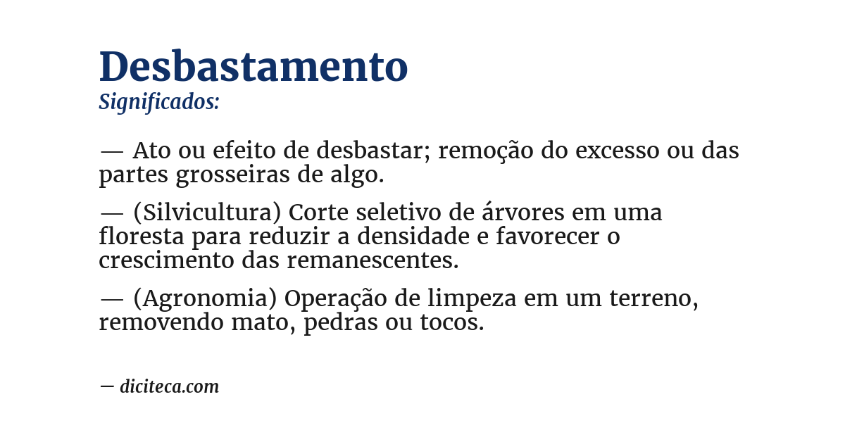 Significado de desbastamento