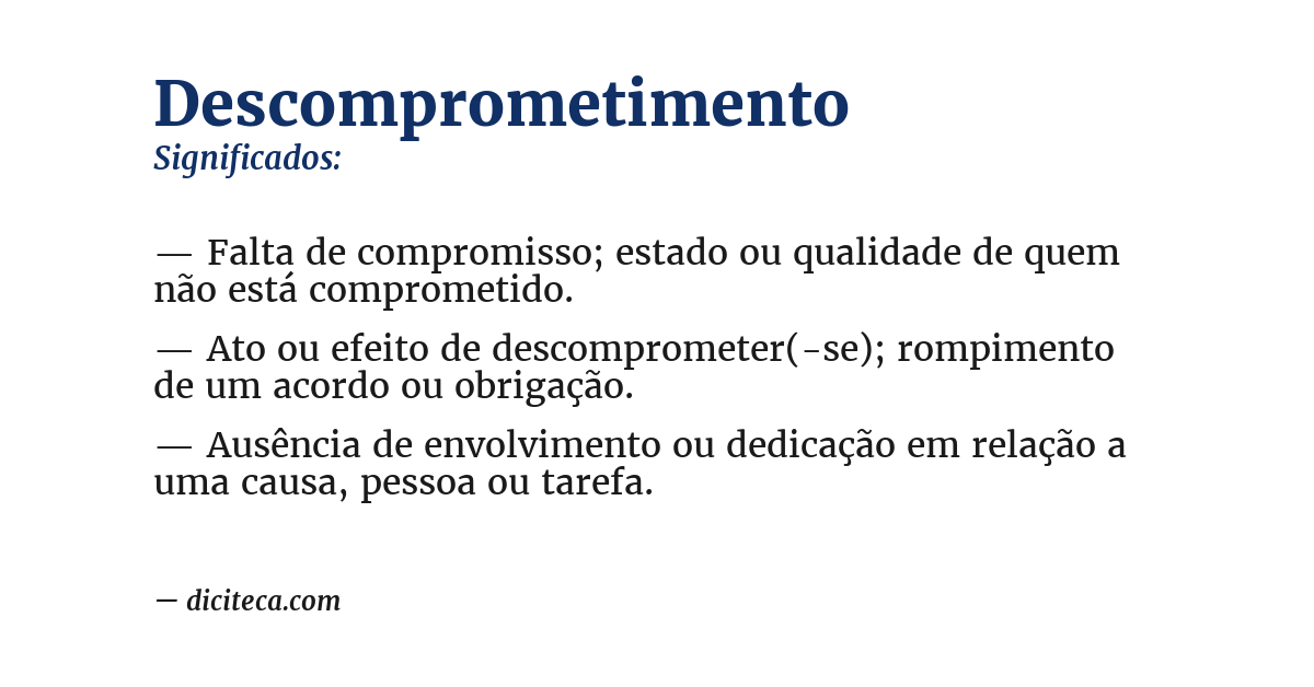 Significado de descomprometimento