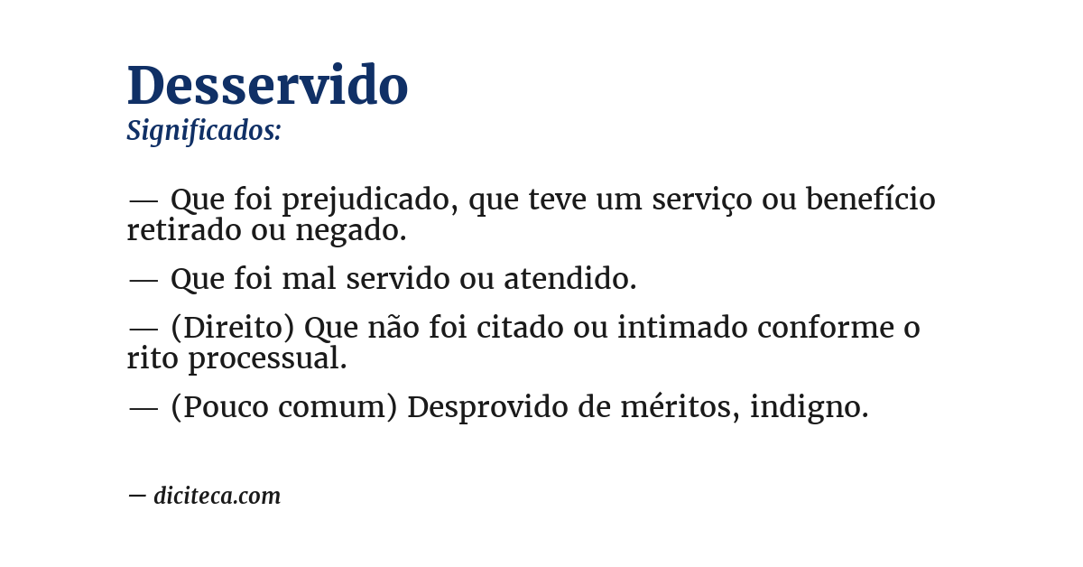 Significado de desservido