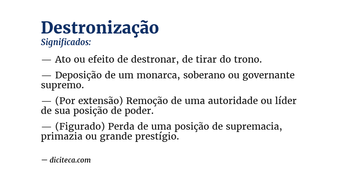 Significado de destronização