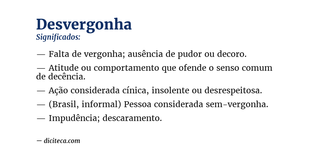 Significado de desvergonha