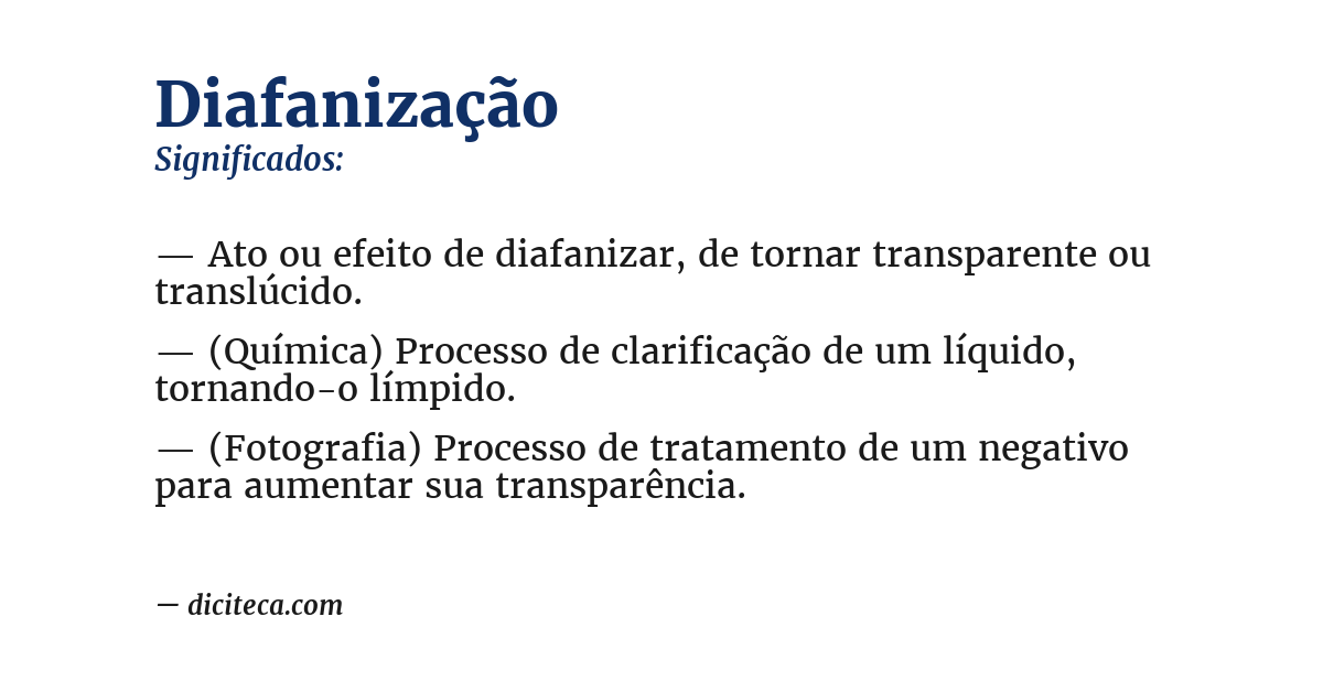 Significado de diafanização