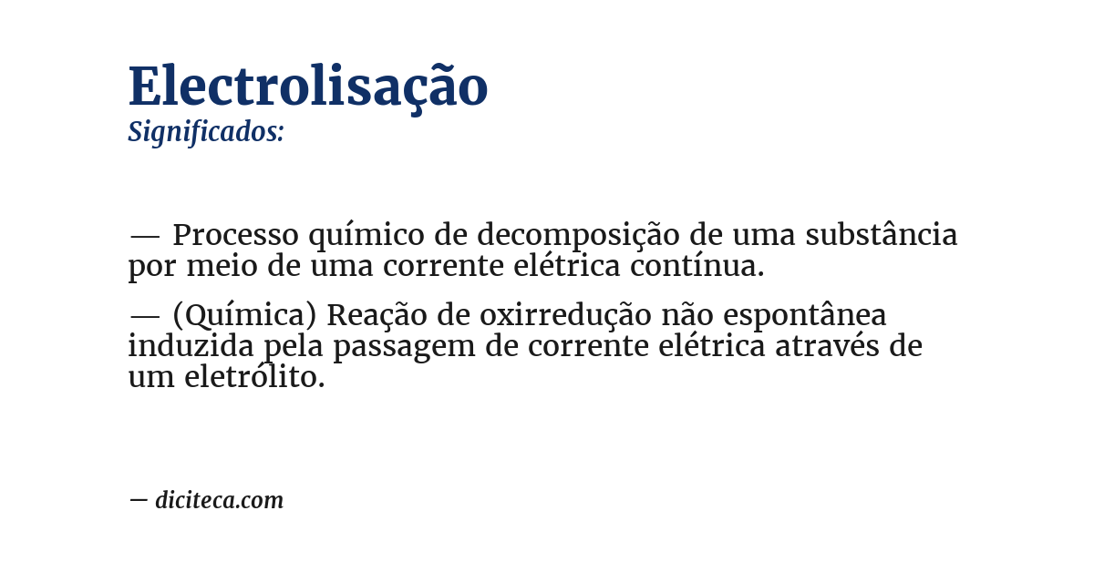 Significado de electrolisação