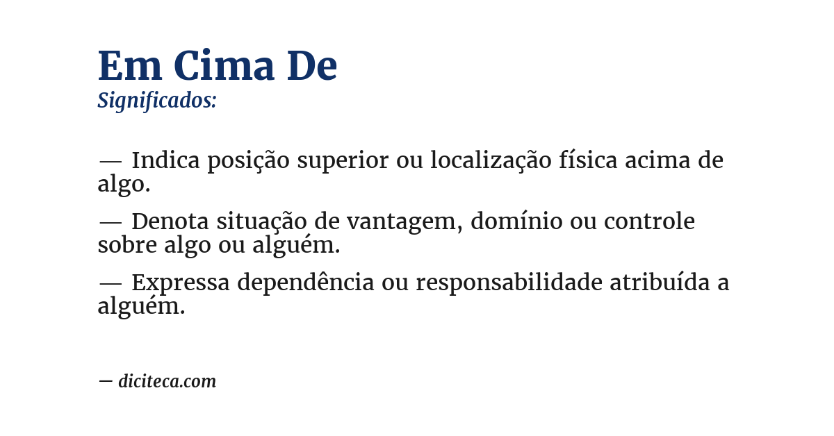 Significado de em cima de