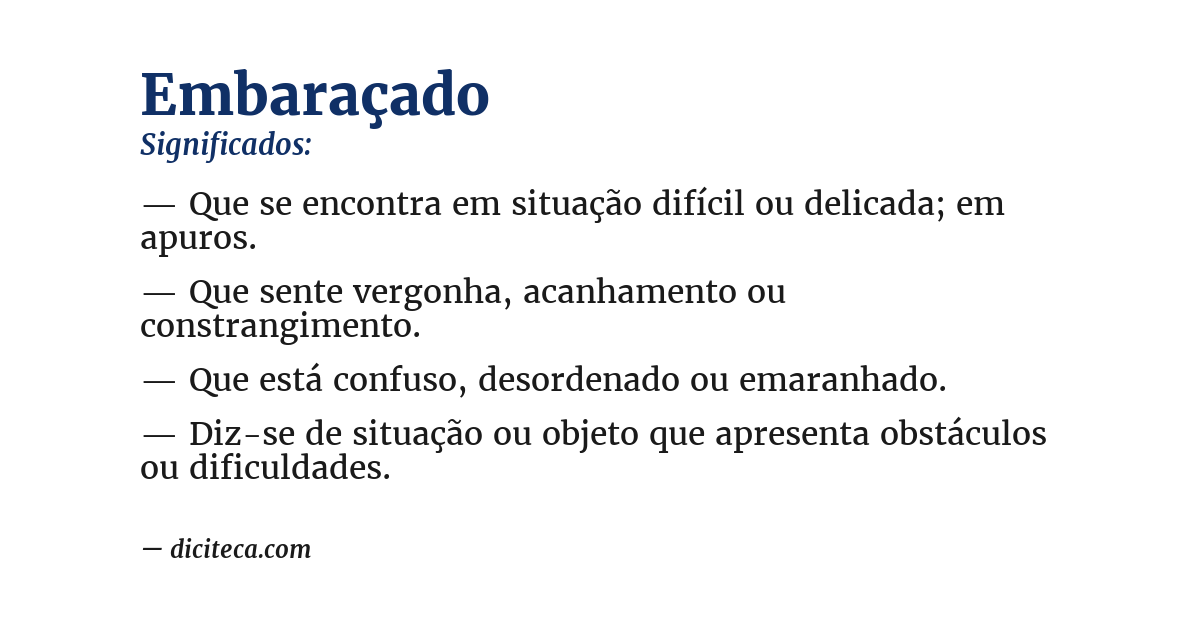 Significado de embaraçado