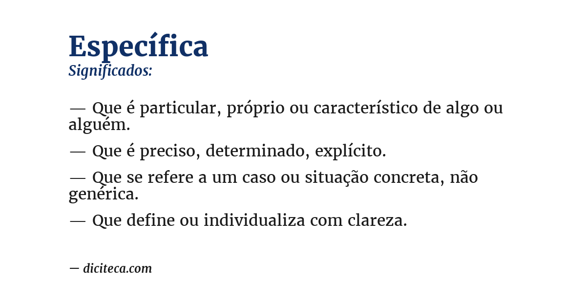 Significado de específica