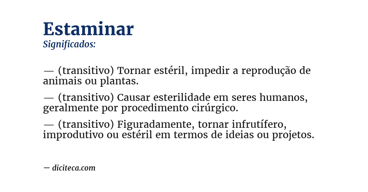 Significado de estaminar