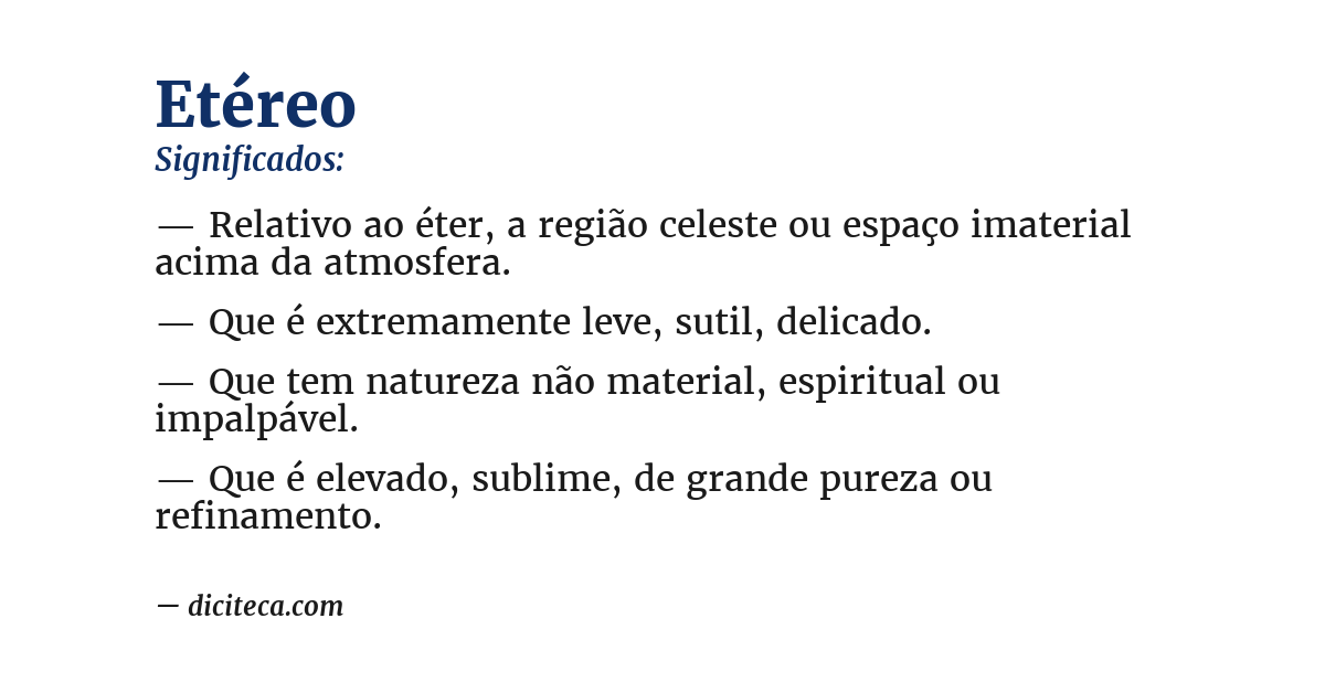 Significado de etéreo