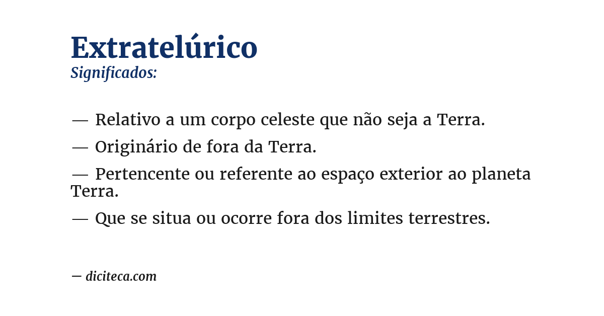 Significado de extratelúrico