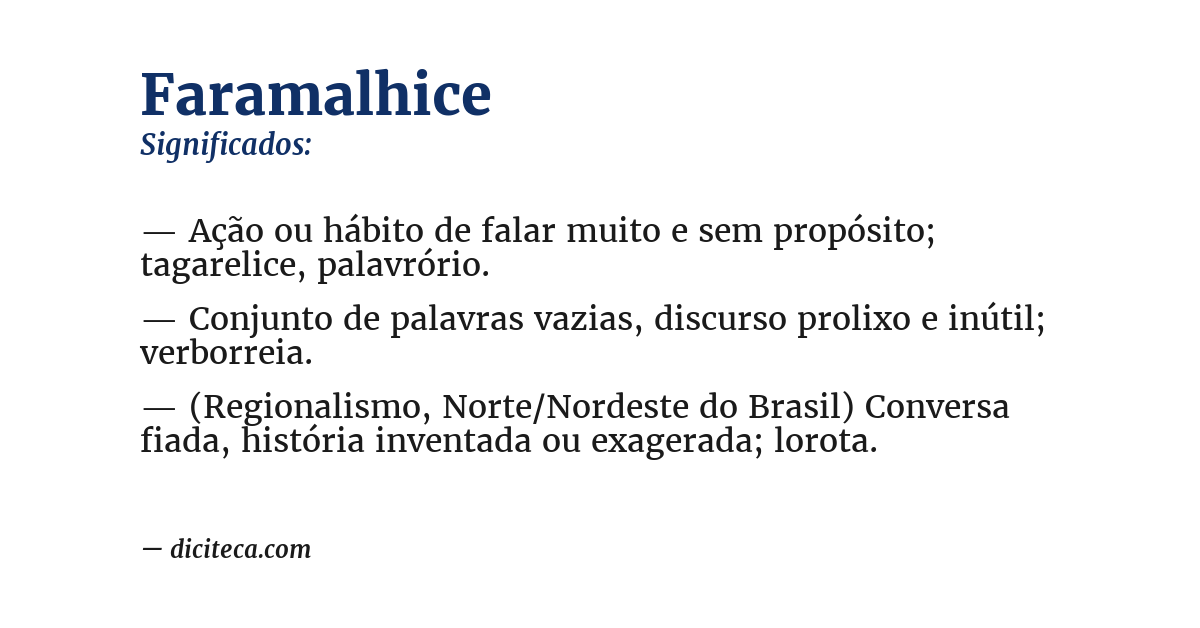 Significado de faramalhice