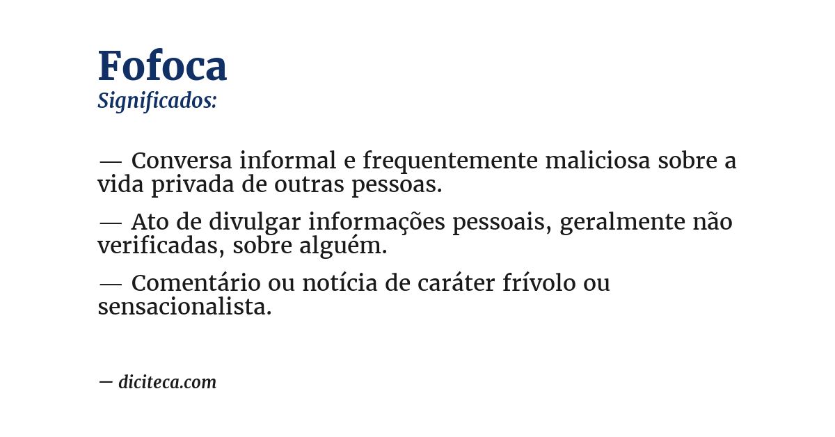 Significado de fofoca
