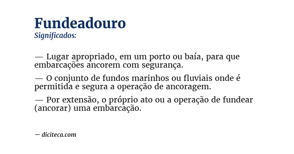 Significado de fundeadouro