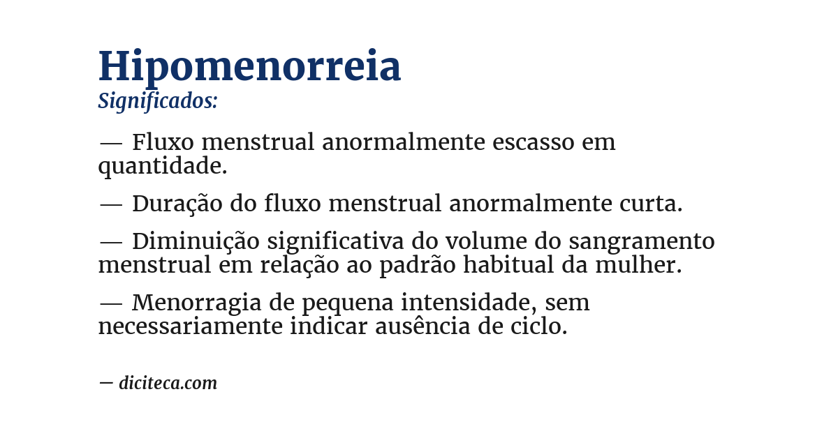 Significado de hipomenorreia