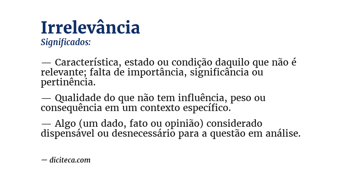 Significado de irrelevância