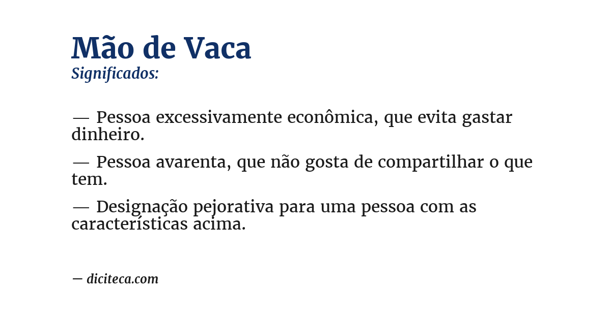 Significado de mão de vaca