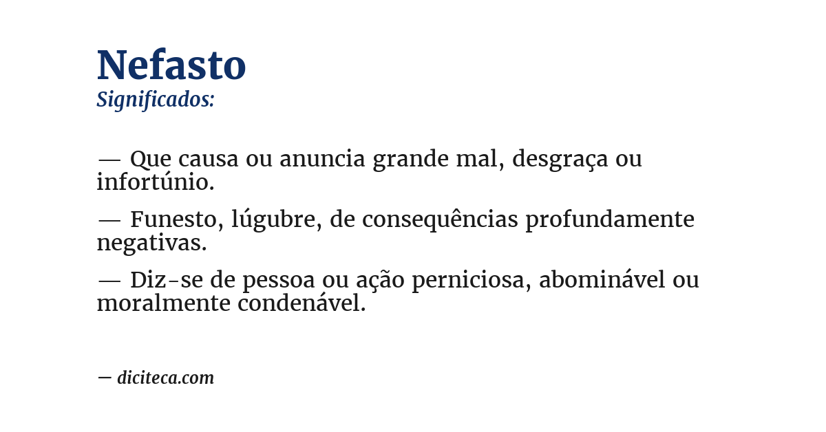 Significado de nefasto