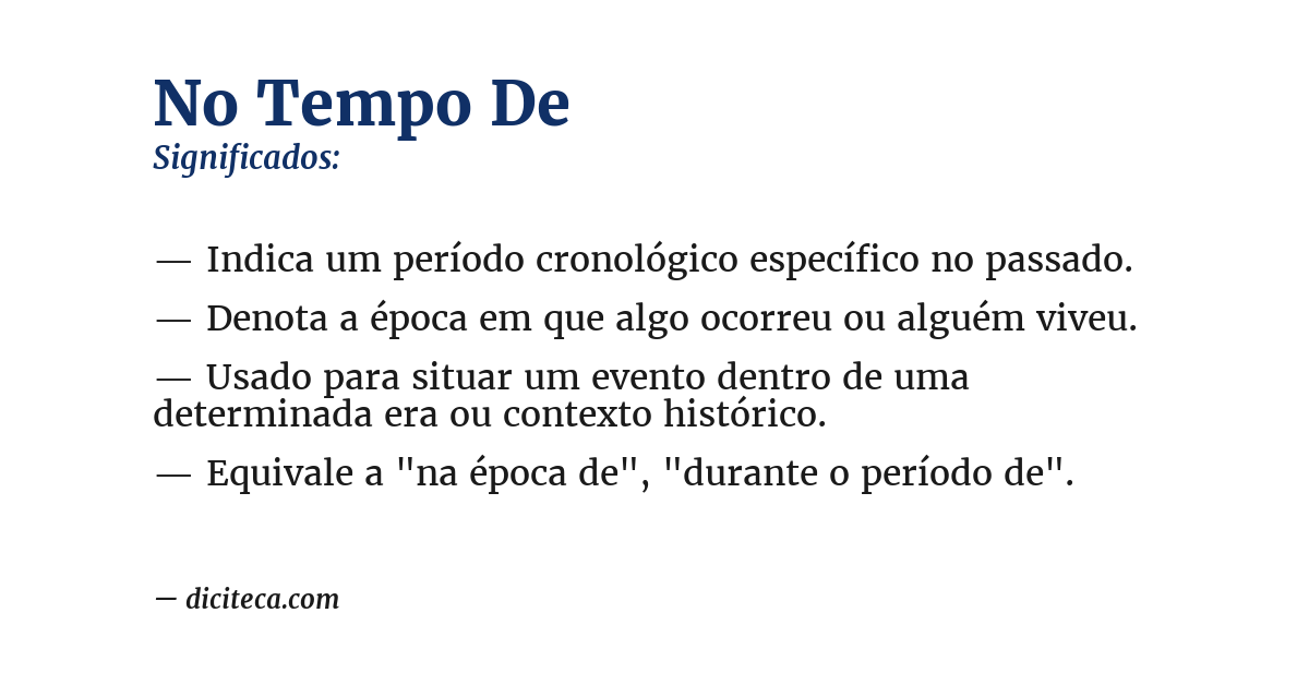 Significado de no tempo de