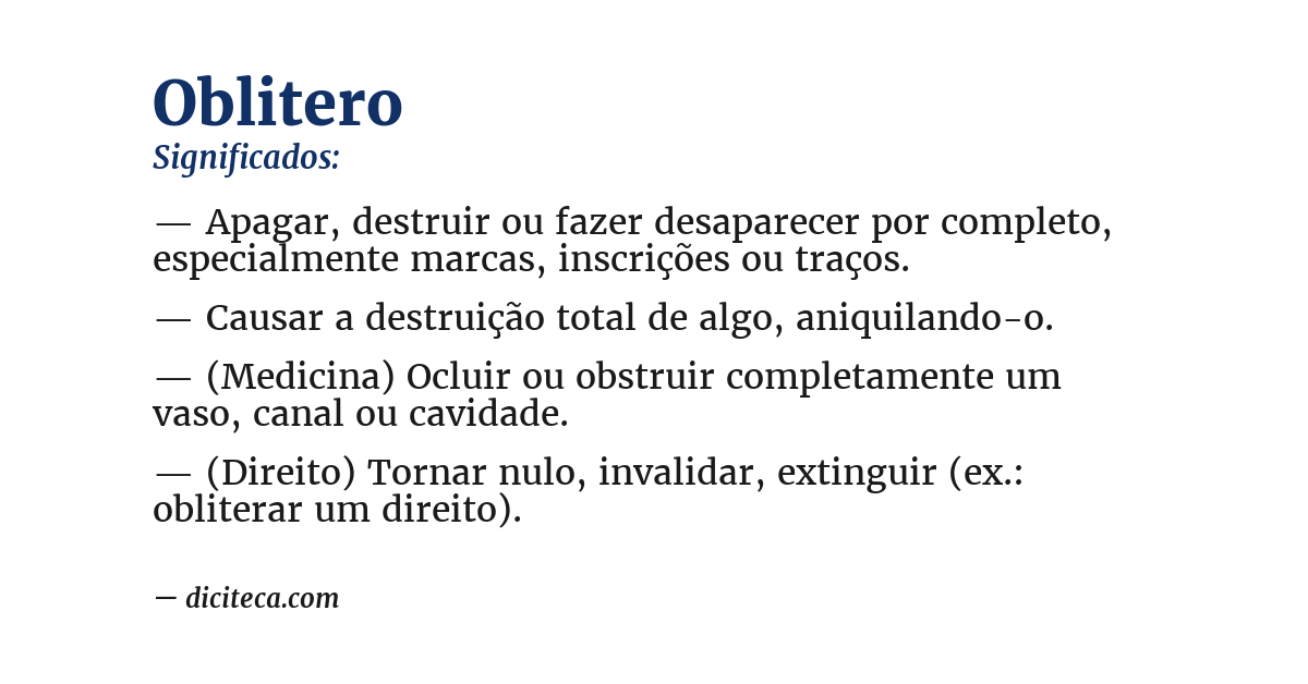 Significado de oblitero