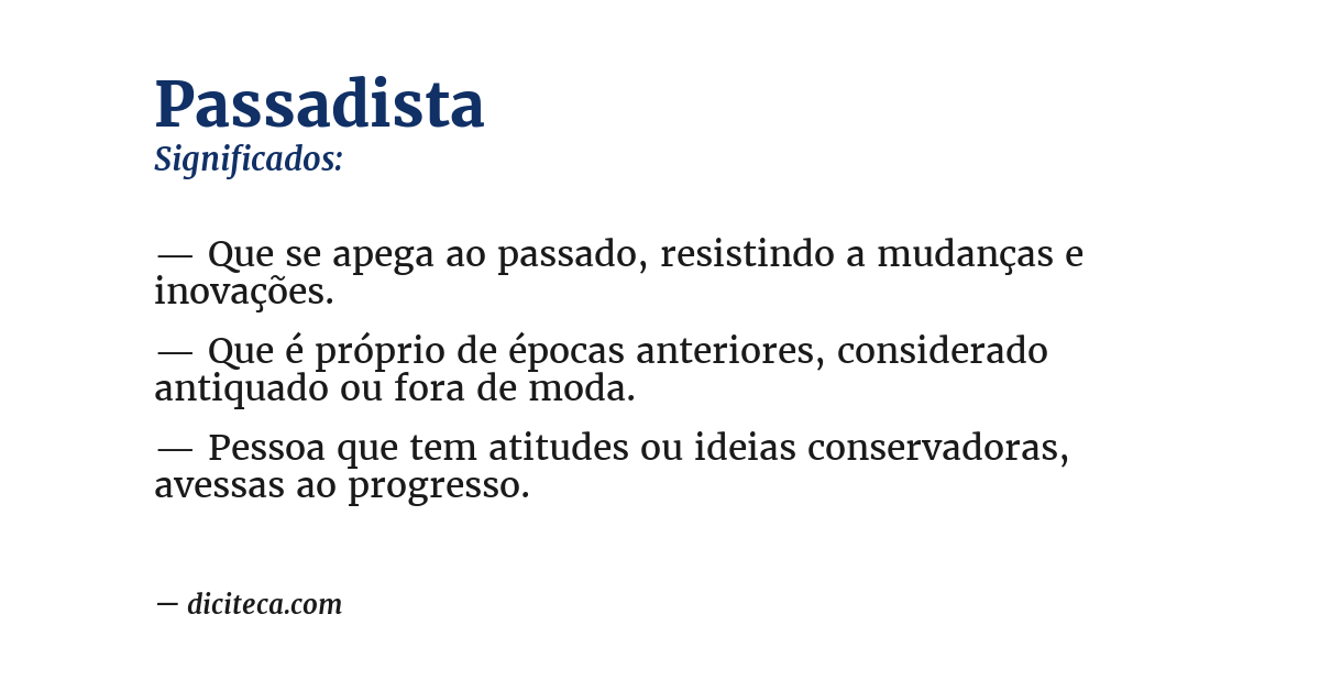 Significado de passadista