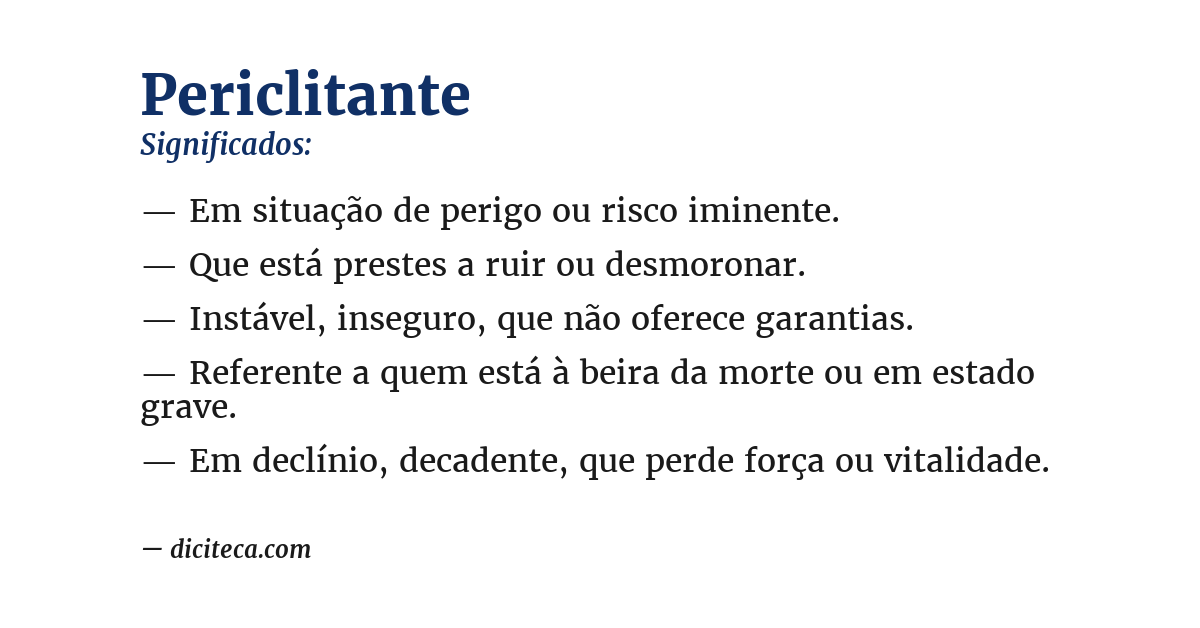 Significado de periclitante