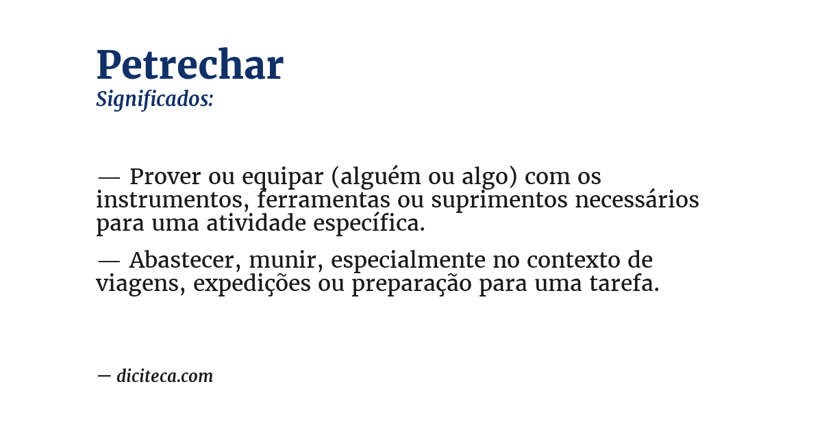 Significado de petrechar
