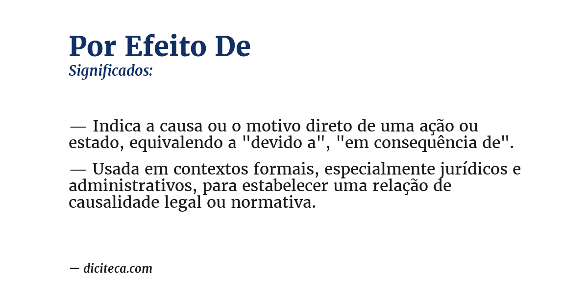 Significado de por efeito de