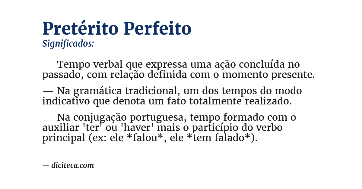 Significado de pretérito perfeito