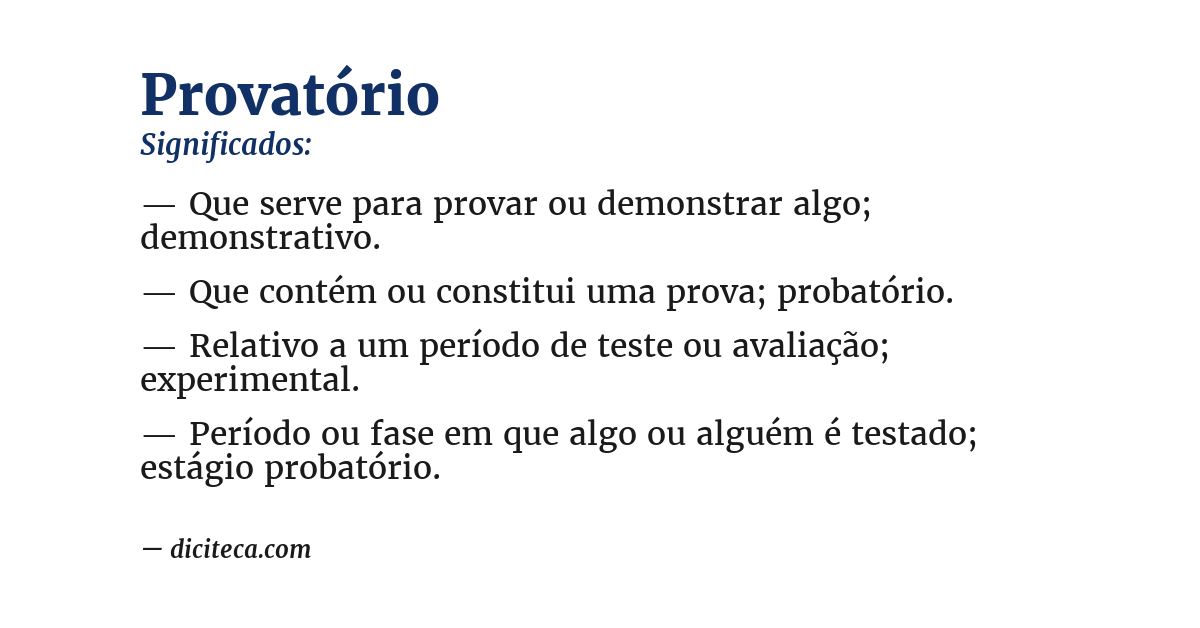 Significado de provatório