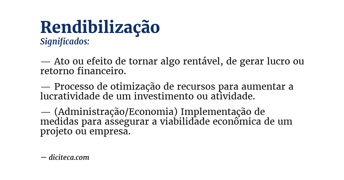 Significado de rendibilização