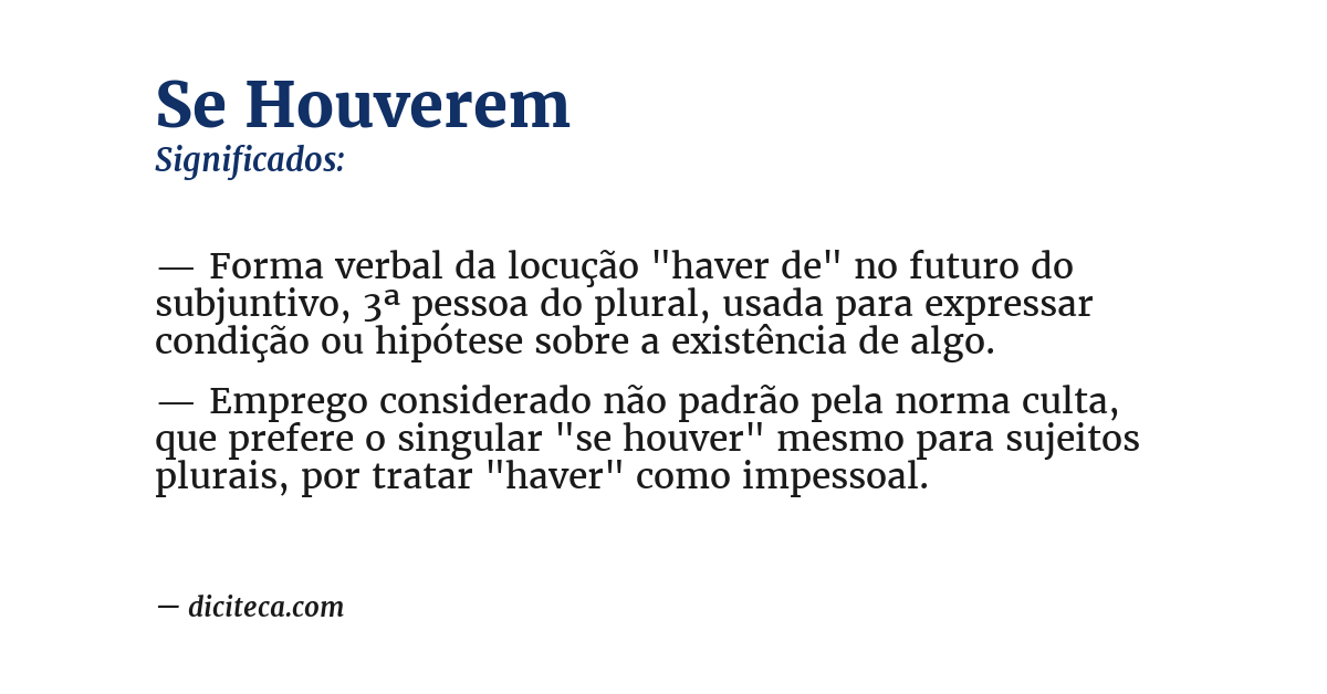 Significado de se houverem