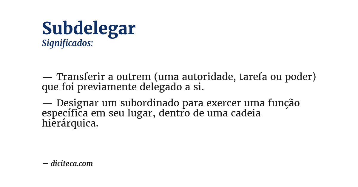 Significado de subdelegar