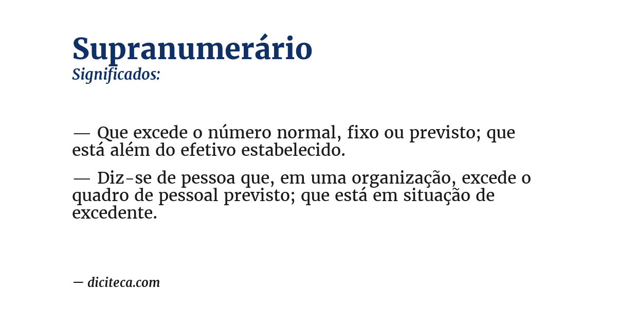 Significado de supranumerário