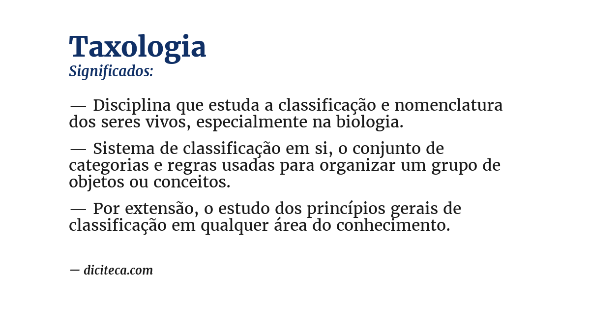 Significado de taxologia