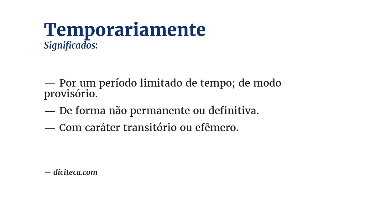 Significado de temporariamente