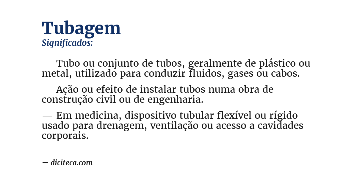 Significado de tubagem