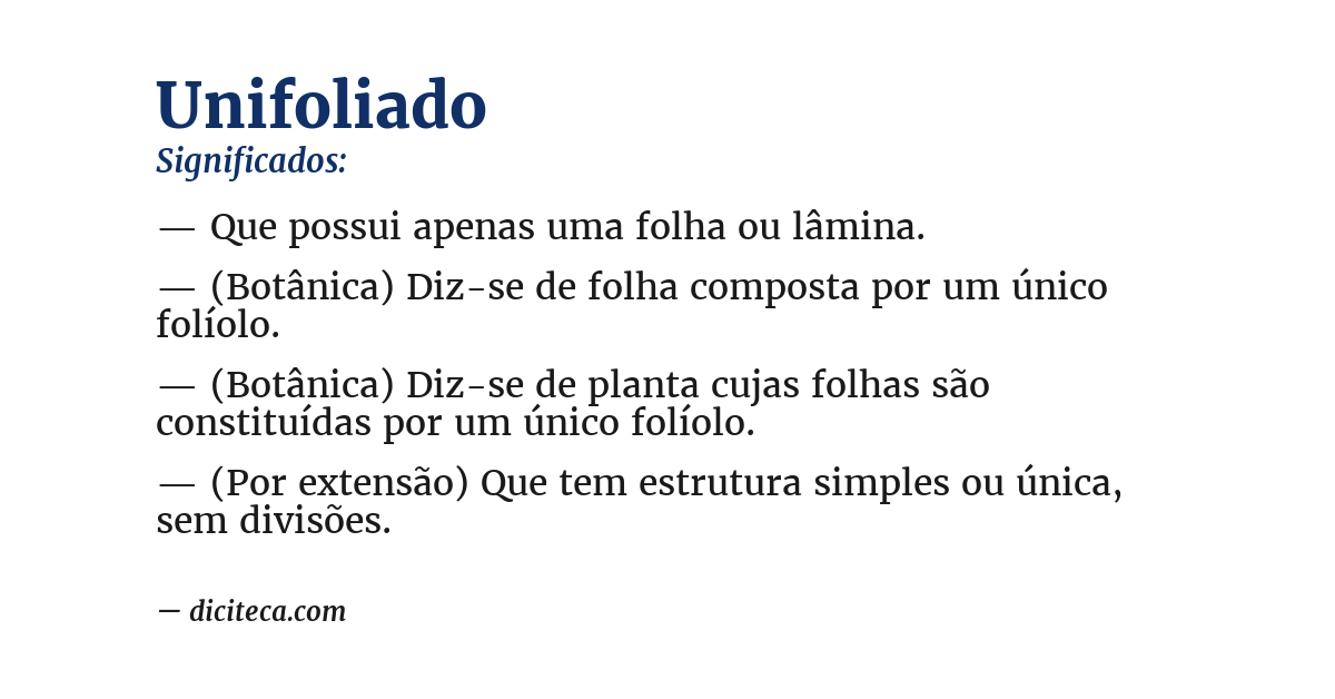 Significado de unifoliado