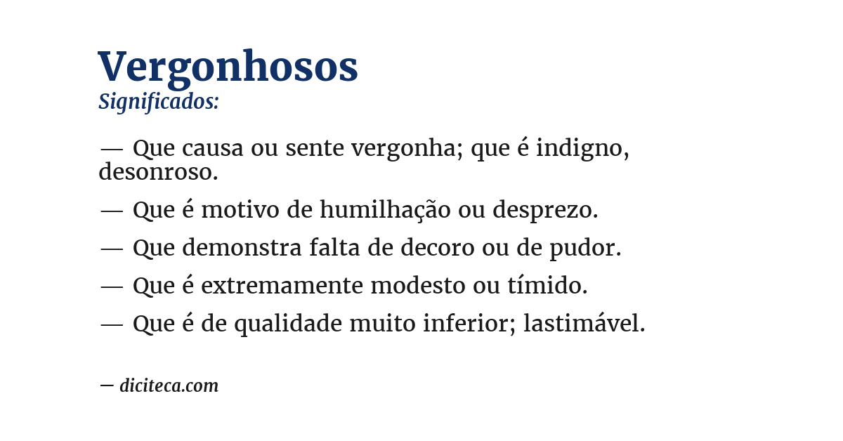 Significado de vergonhosos