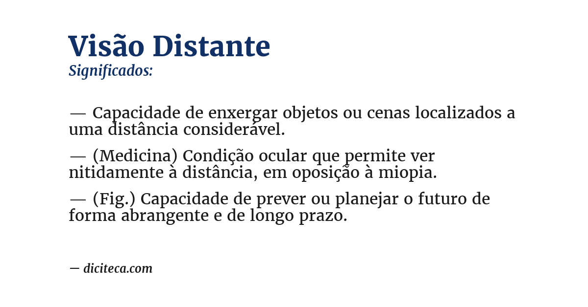 Significado de visão distante