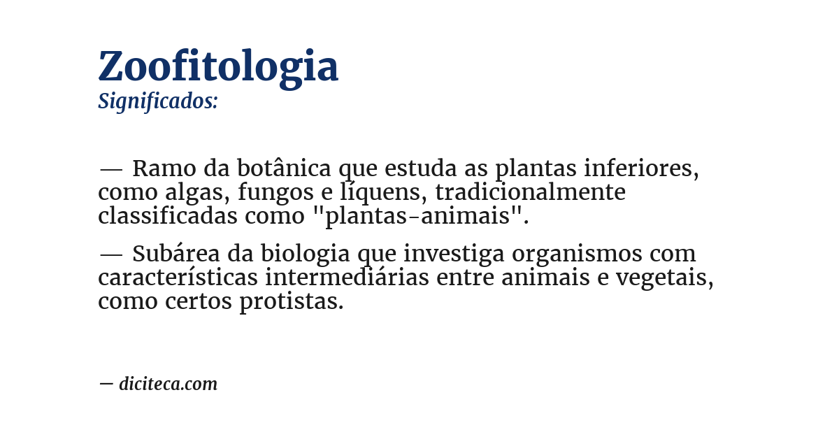Significado de zoofitologia